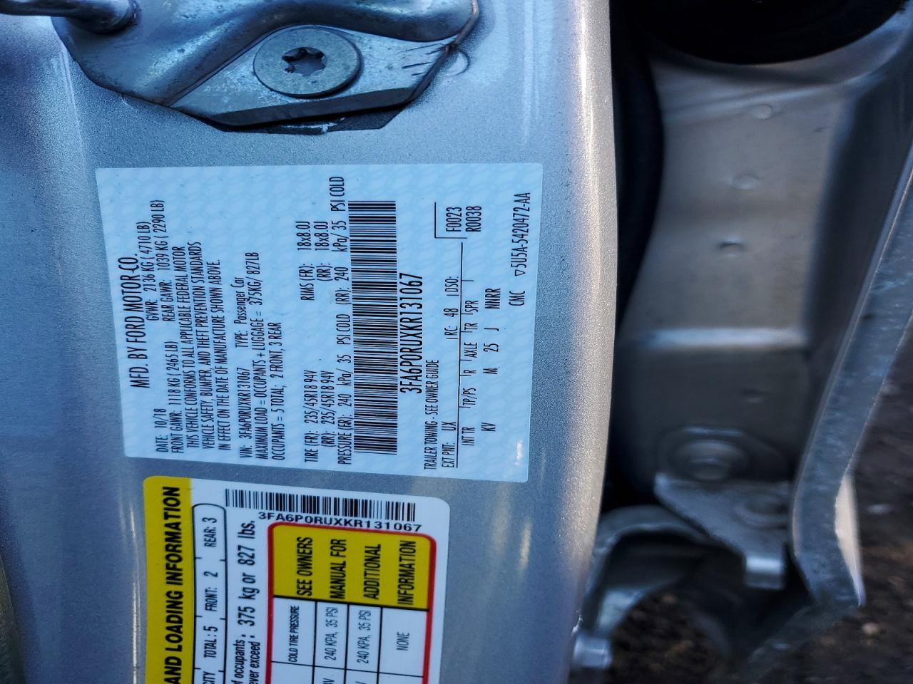 2019 FORD FUSION TITANIUM photo 23