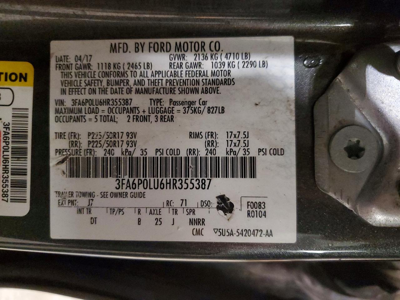 2017 FORD FUSION SE HYBRID photo 12