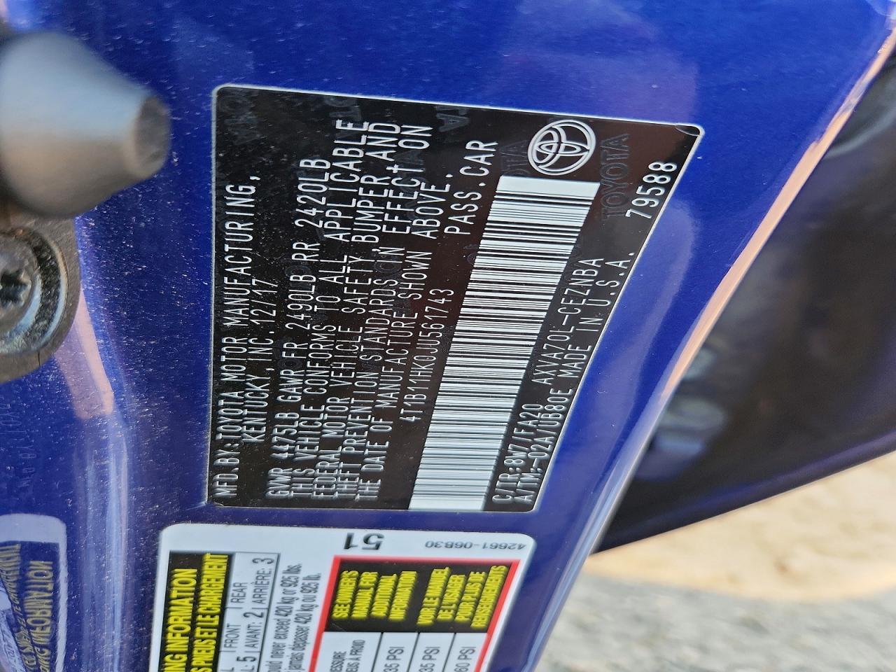 2018 TOYOTA CAMRY L photo 23