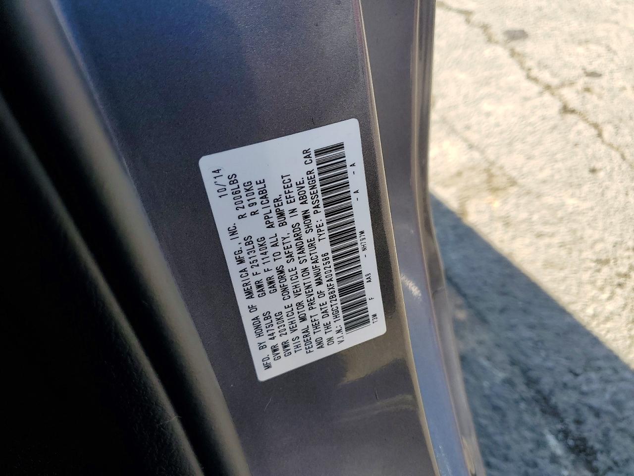 2015 HONDA ACCORD EXL photo 34