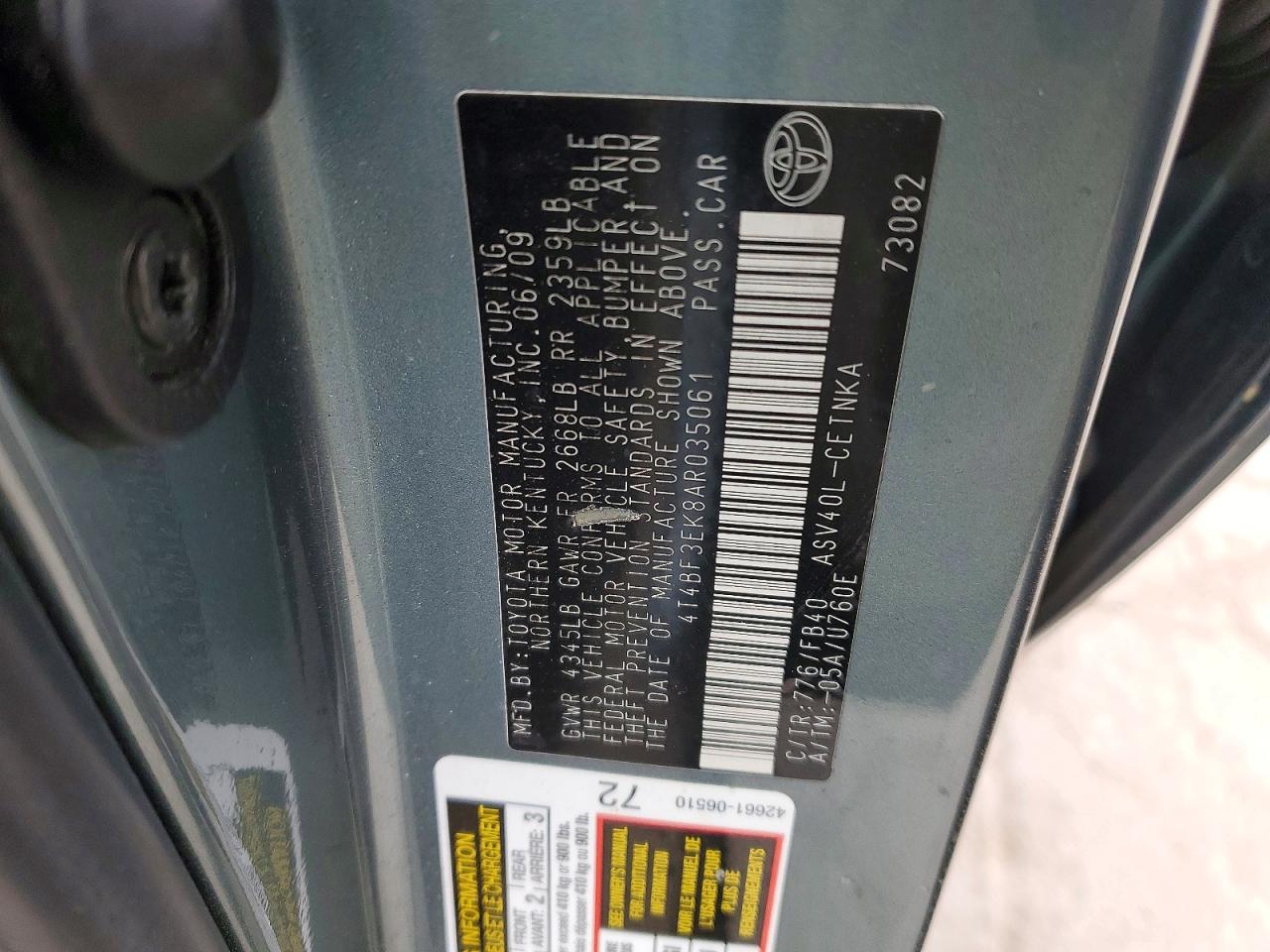 2010 TOYOTA CAMRY BASE photo 23
