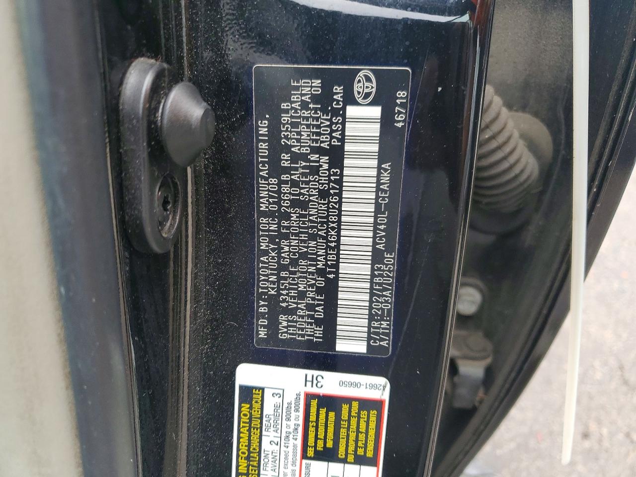 2008 TOYOTA CAMRY LE photo 23