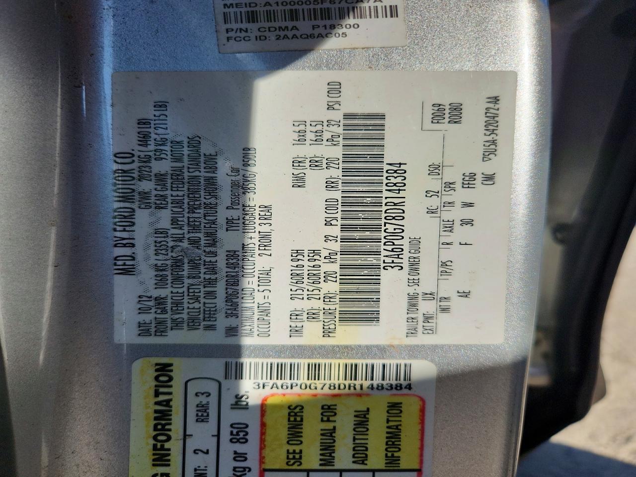 2013 FORD FUSION S photo 37