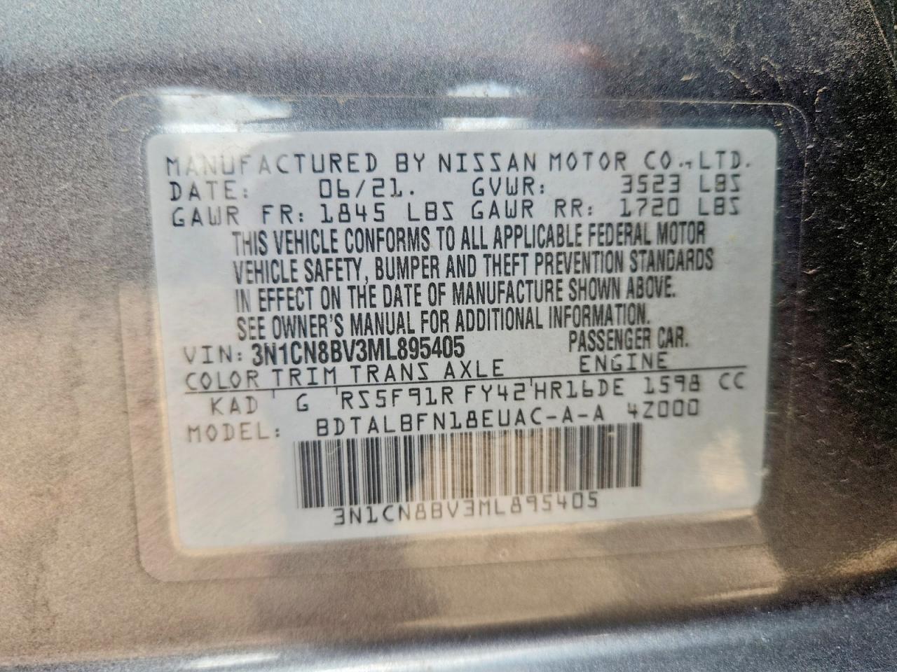 2021 NISSAN VERSA S photo 34