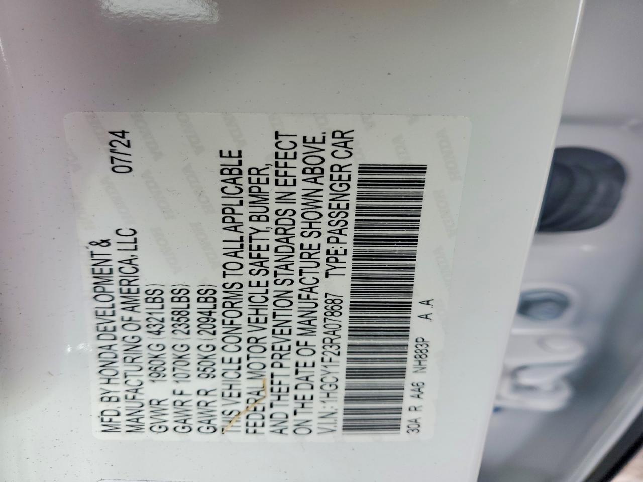2024 HONDA ACCORD LX photo 23