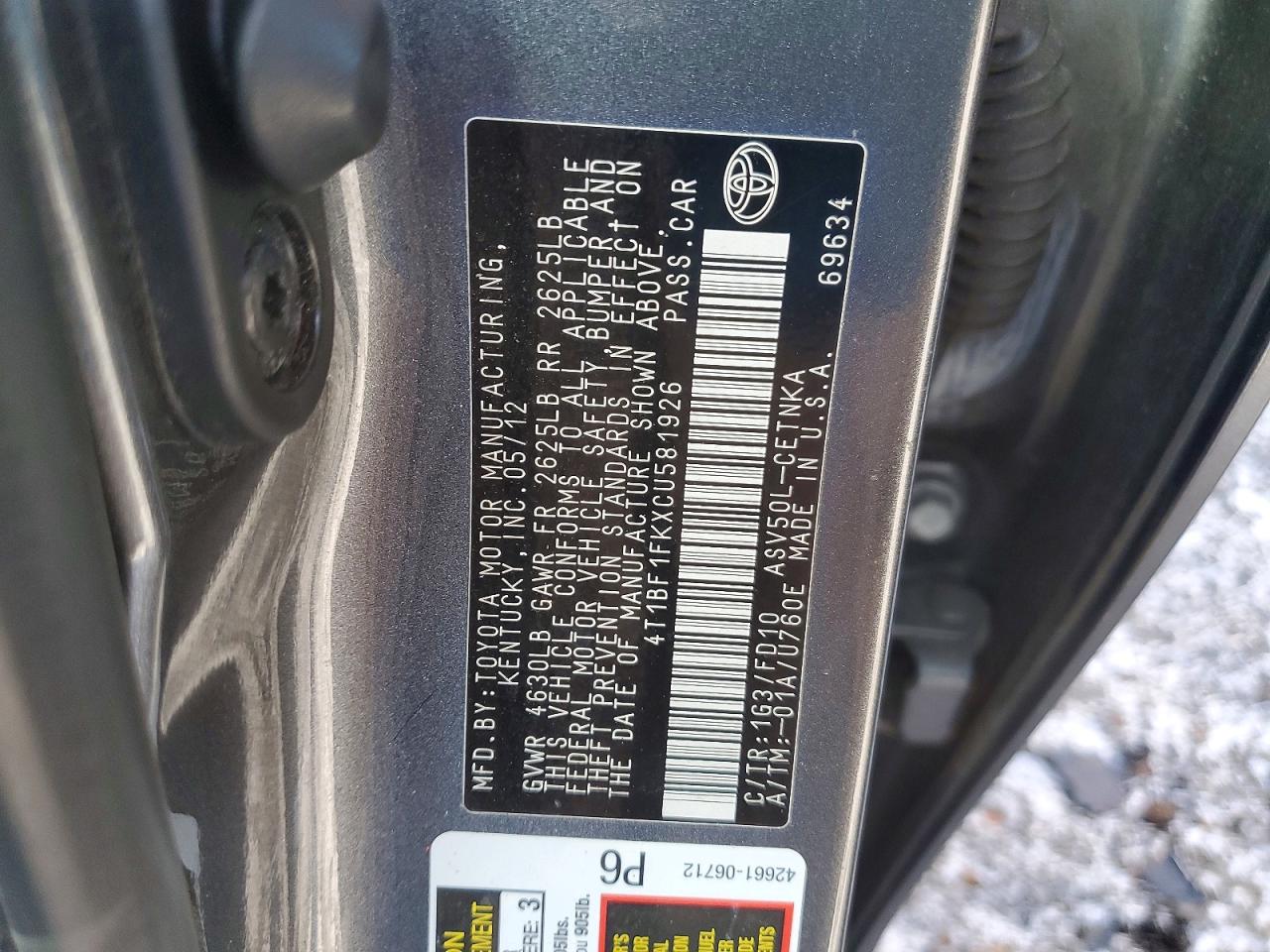 2012 TOYOTA CAMRY LE photo 37