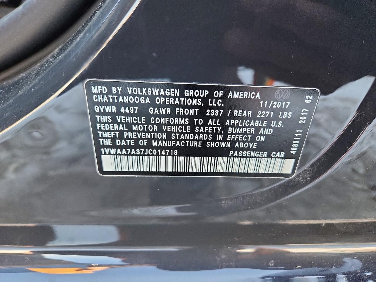 2018 VOLKSWAGEN PASSAT S photo 12