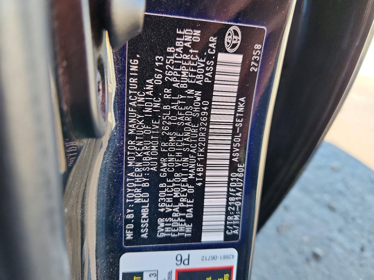 2013 TOYOTA CAMRY LE photo 23