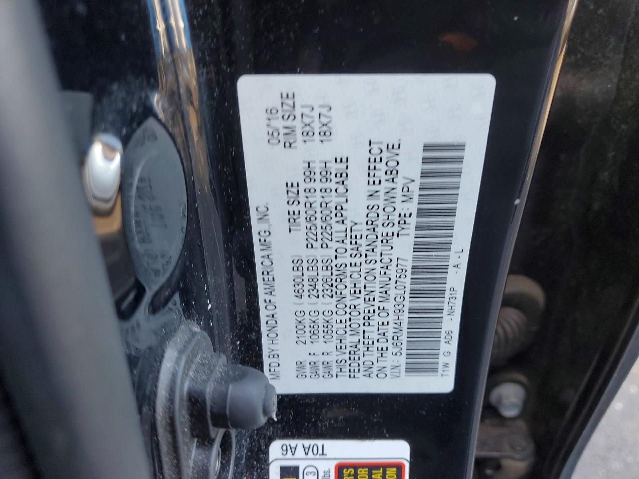 2016 HONDA CR-V TOURING photo 23