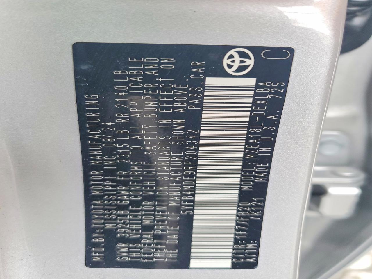 2024 TOYOTA COROLLA LE photo 12