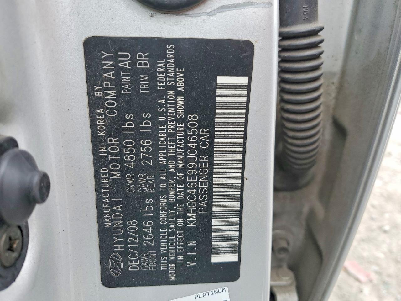 2009 HYUNDAI GENESIS 3.8L photo 12
