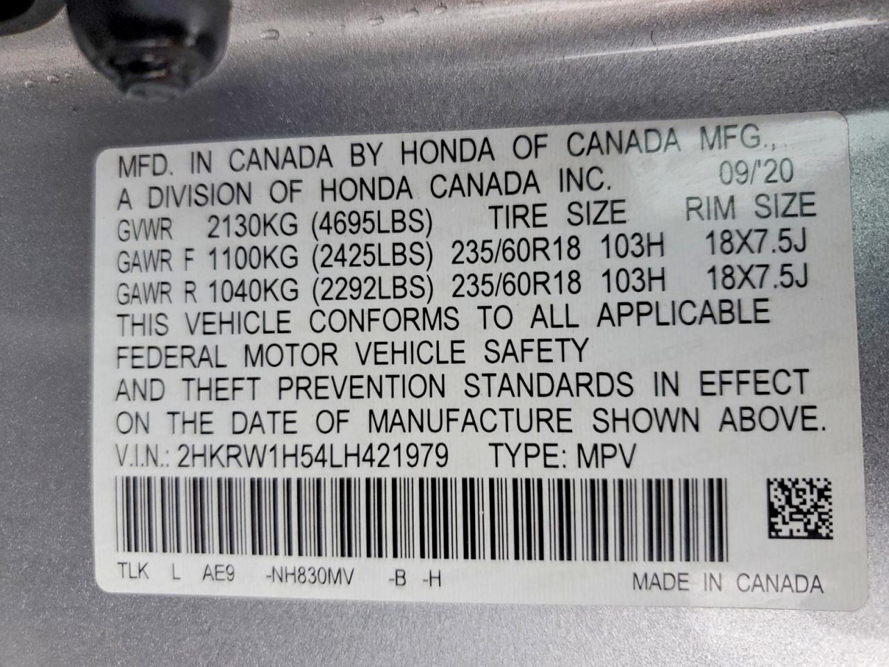 2020 HONDA CR-V EX photo 25