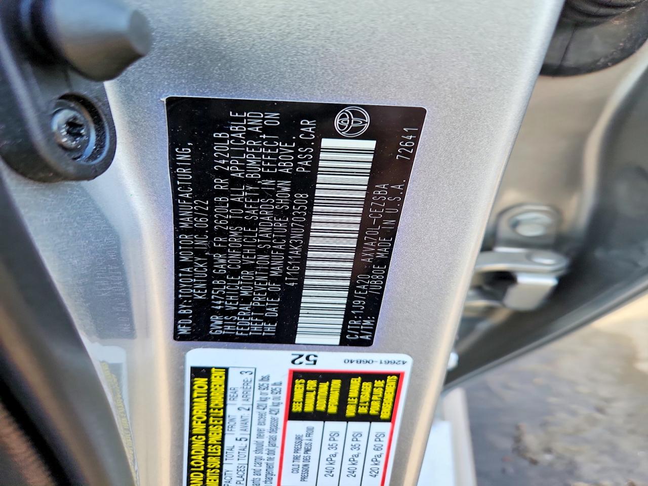 2022 TOYOTA CAMRY SE photo 23