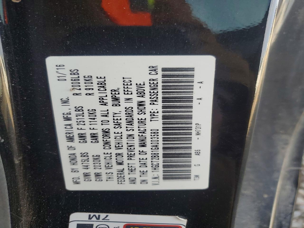 2016 HONDA ACCORD EXL photo 25