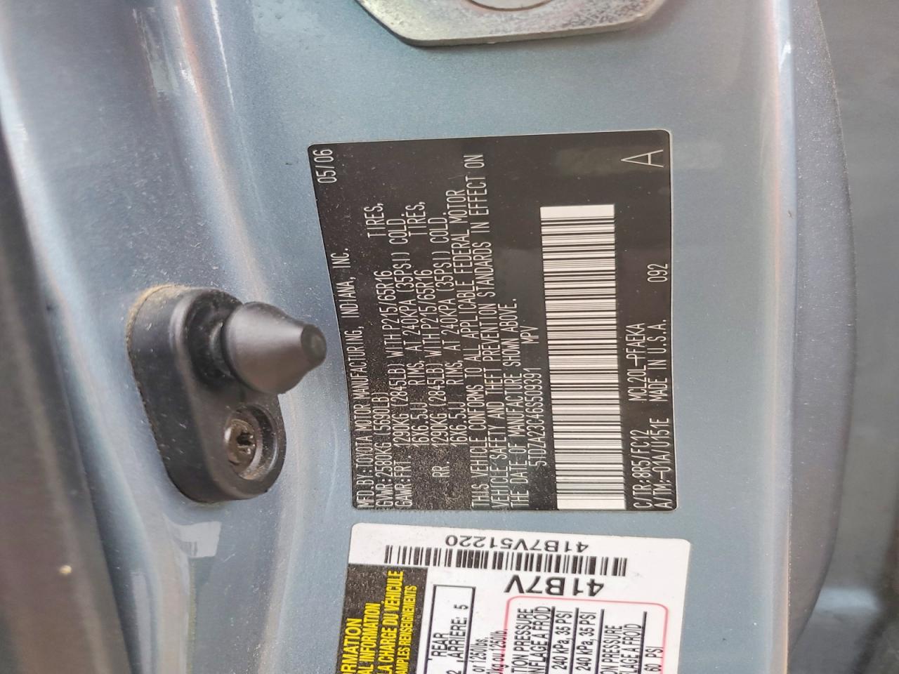 2006 TOYOTA SIENNA LE 7 PASSENGER photo 34