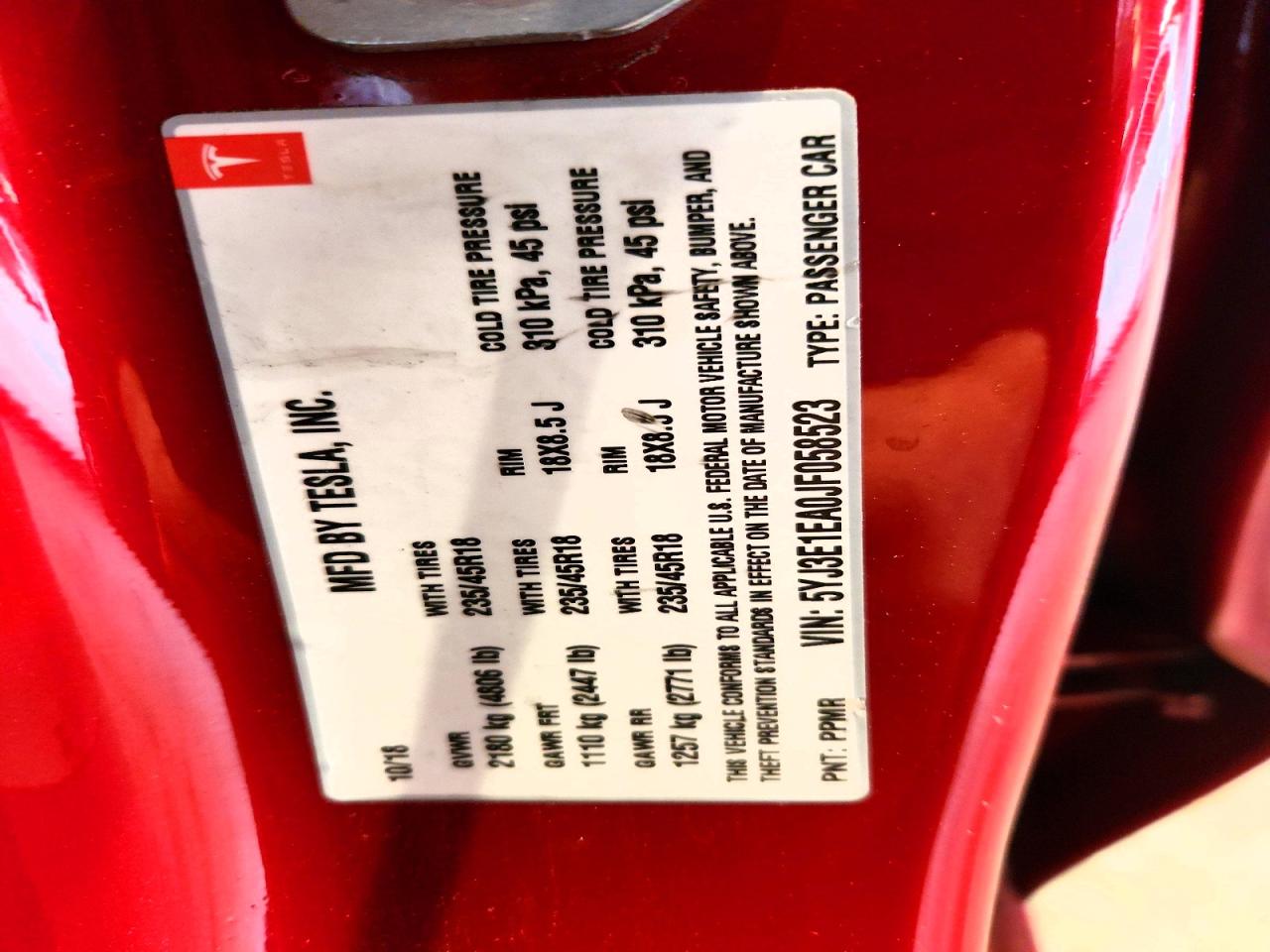 2018 TESLA MODEL 3 photo 12