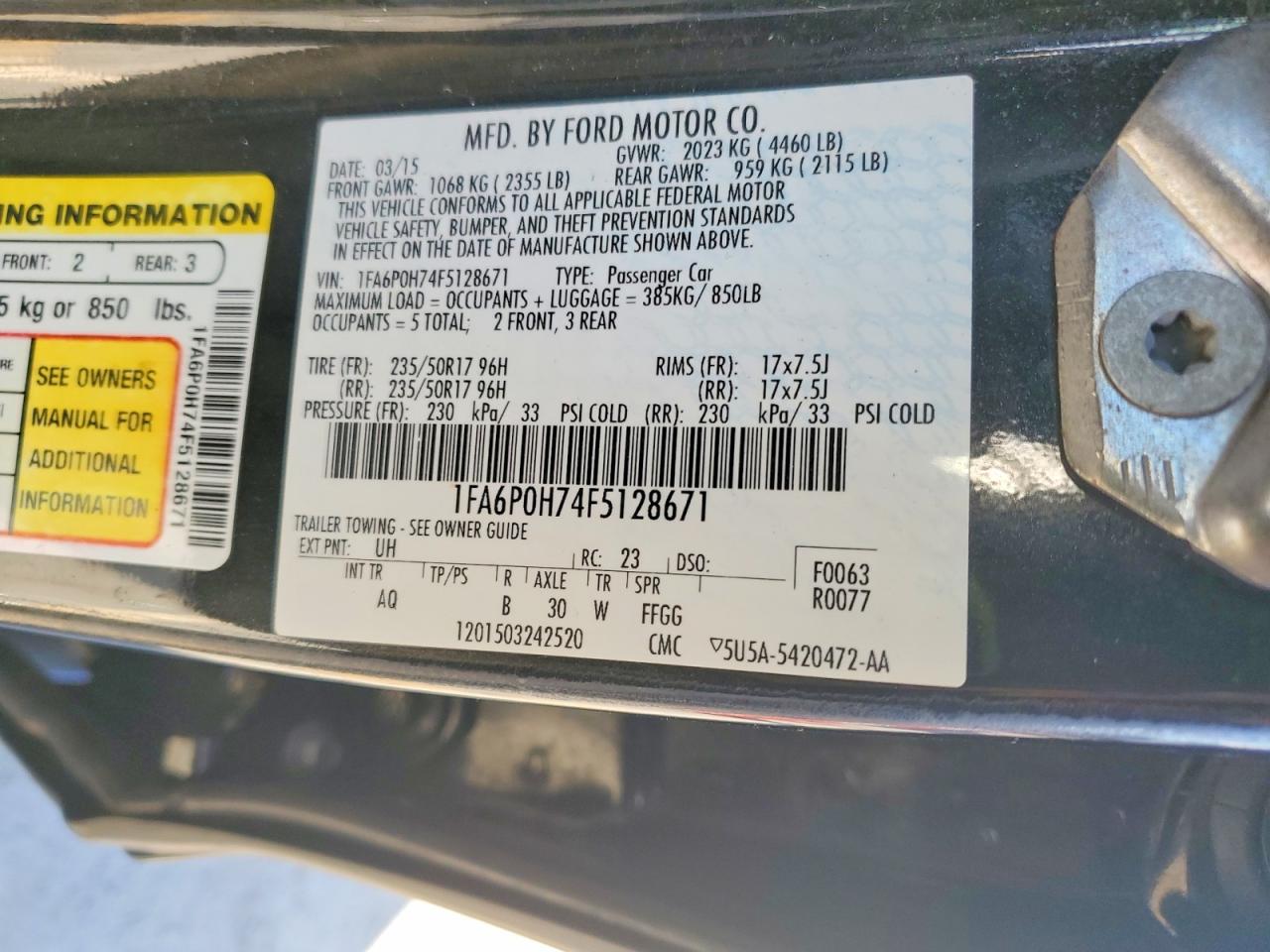 2015 FORD FUSION SE photo 23