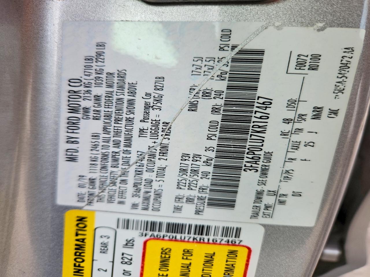 2019 FORD FUSION SE photo 23