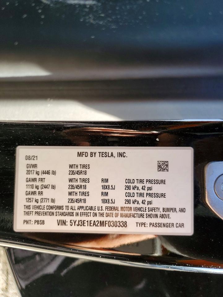 2021 TESLA MODEL 3 photo 25