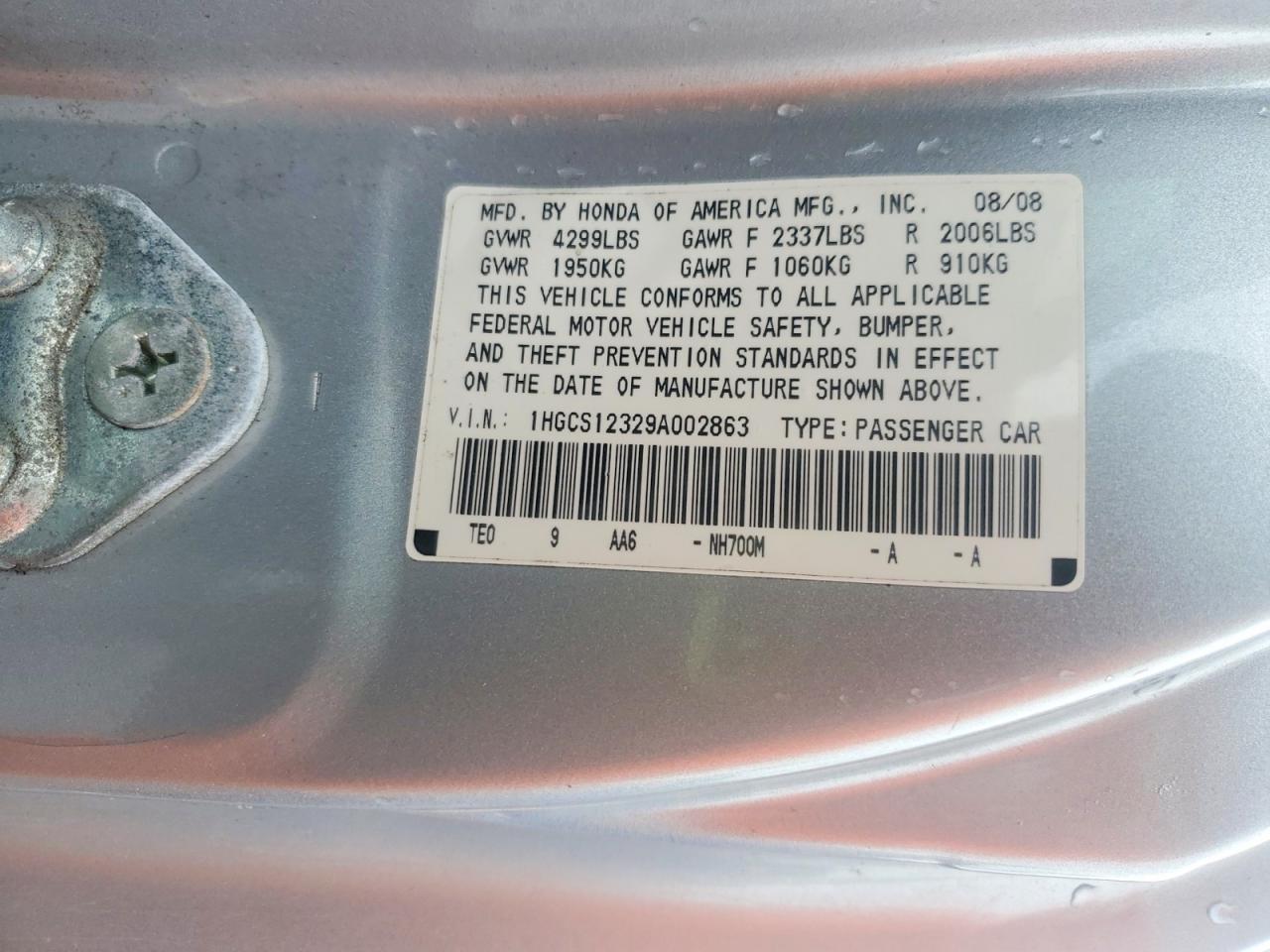 2009 HONDA ACCORD LX photo 25