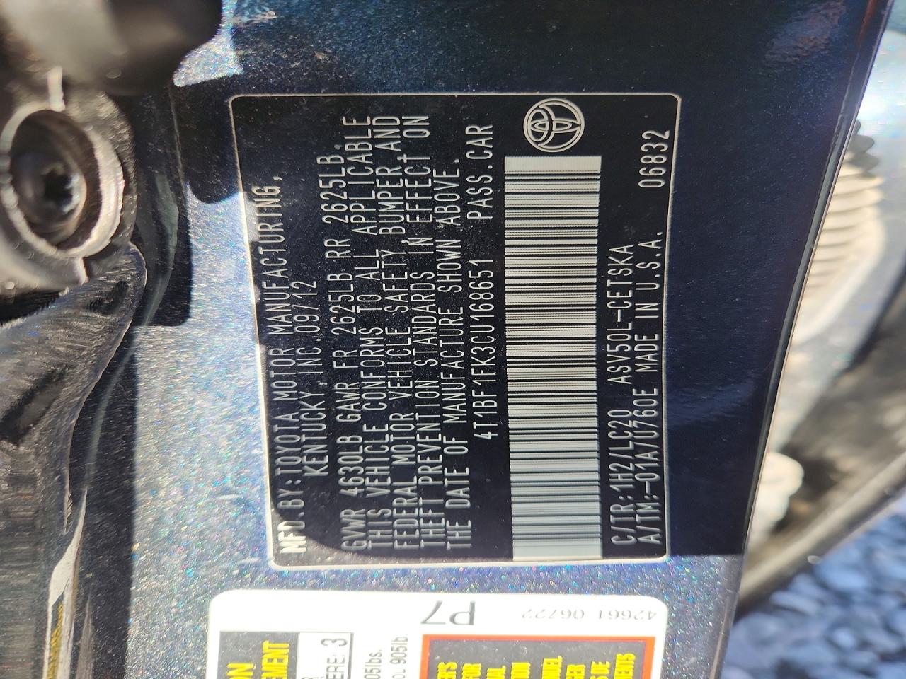 2012 TOYOTA CAMRY SE photo 34