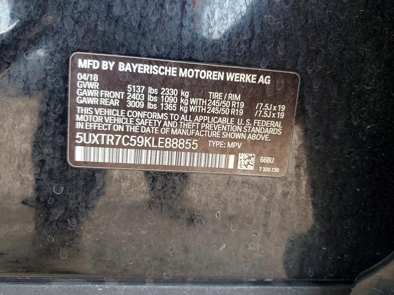 2019 BMW X3 SDRIVE30I photo 12
