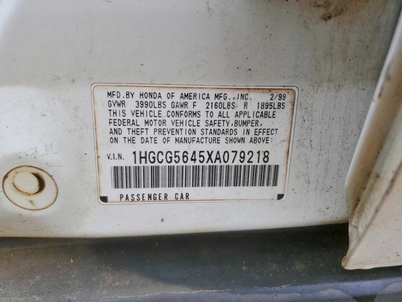 1999 HONDA ACCORD LX photo 13