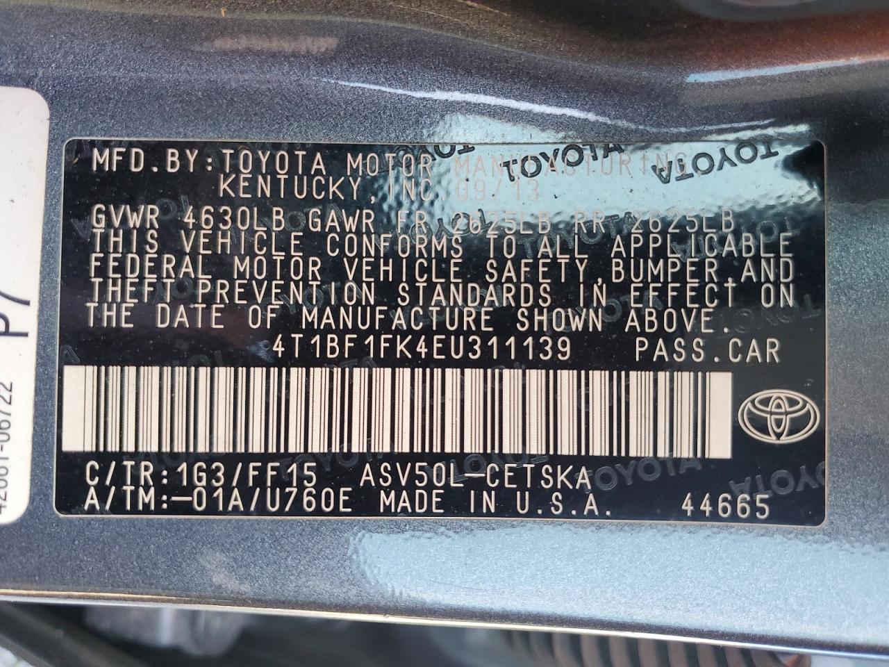 2014 TOYOTA CAMRY SE photo 12