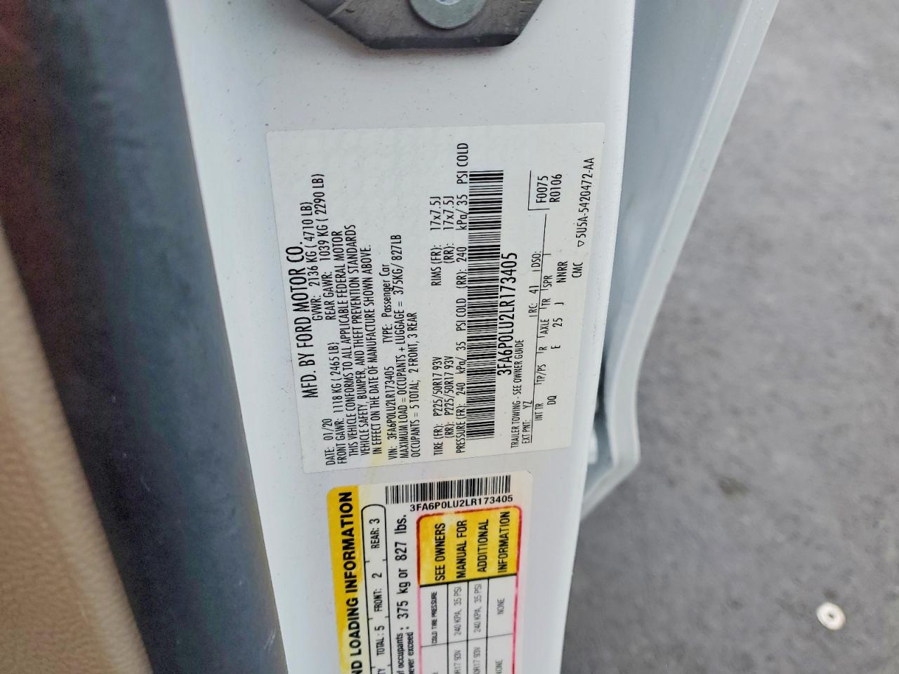 2020 FORD FUSION SE photo 13