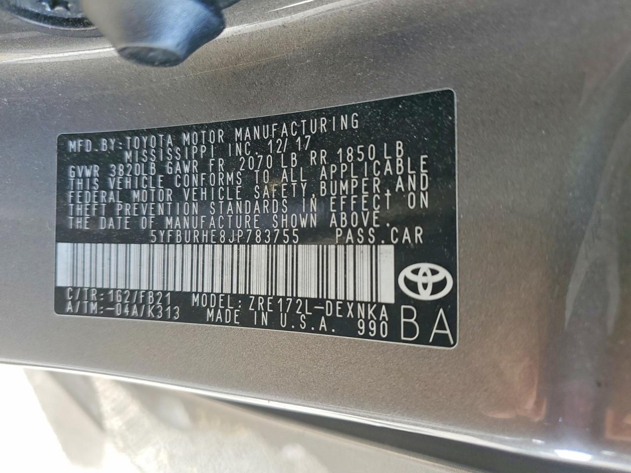 2018 TOYOTA COROLLA L photo 13
