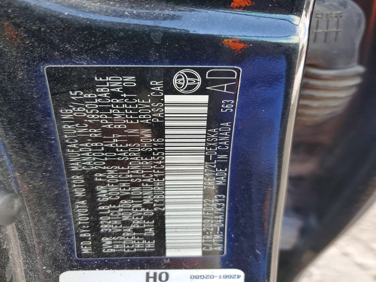 2015 TOYOTA COROLLA photo 12