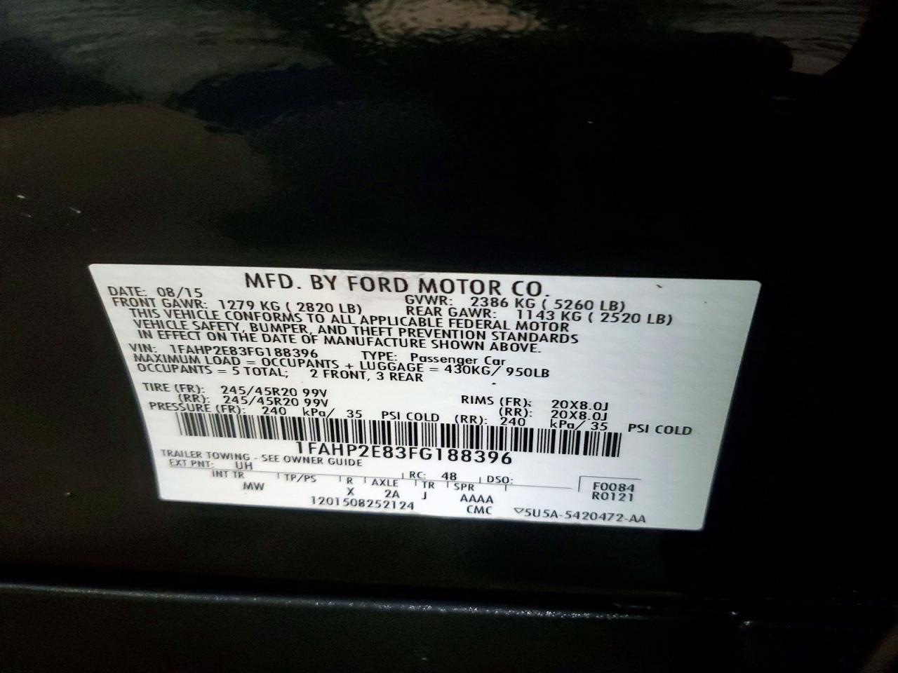 2015 FORD TAURUS SEL photo 13