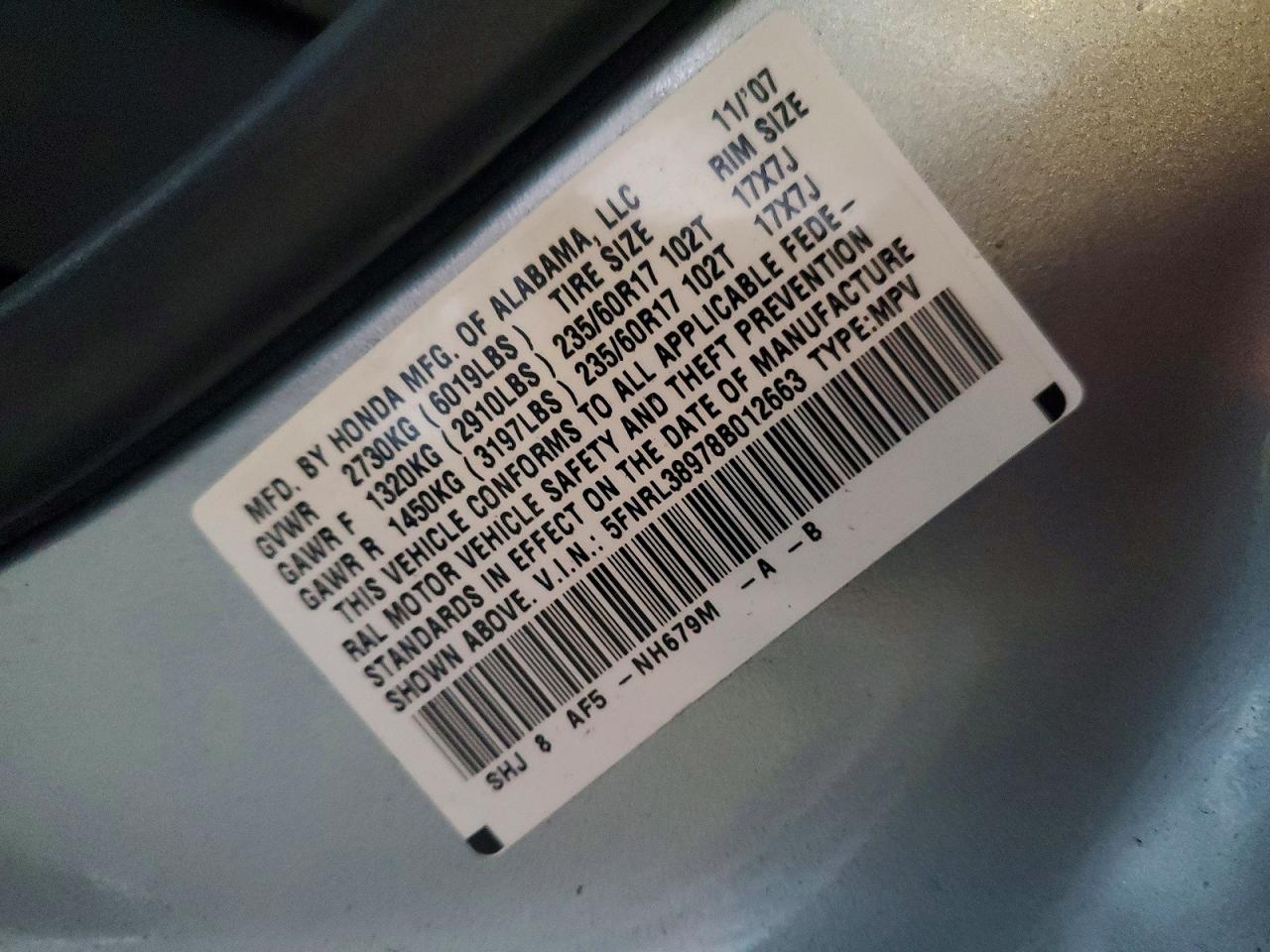 2008 HONDA ODYSSEY TOURING photo 14