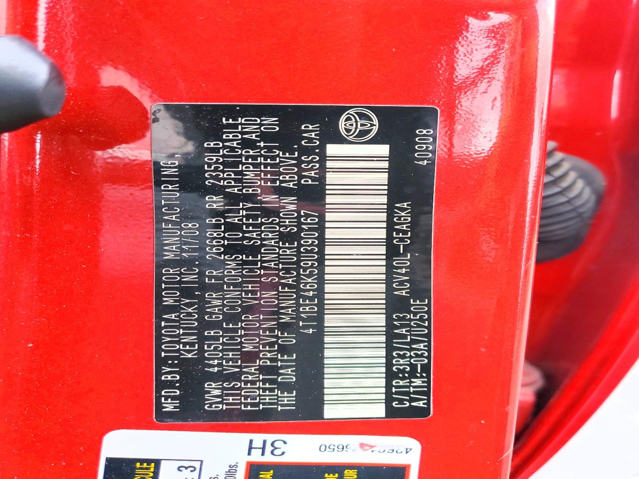 2009 TOYOTA CAMRY BASE photo 12