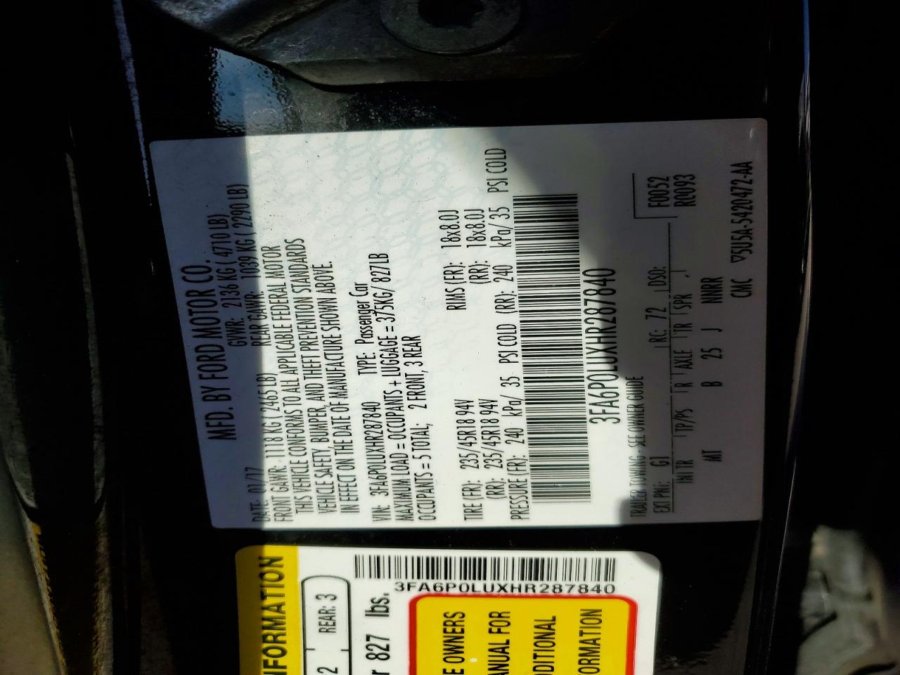 2017 FORD FUSION SE HYBRID photo 12