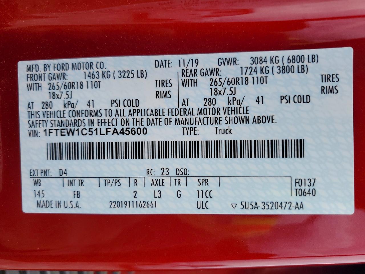 2020 FORD F150 SUPERCREW photo 12