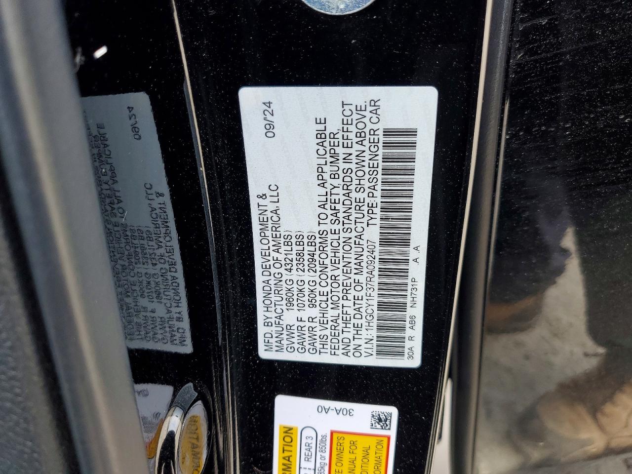 2024 HONDA ACCORD EX photo 12
