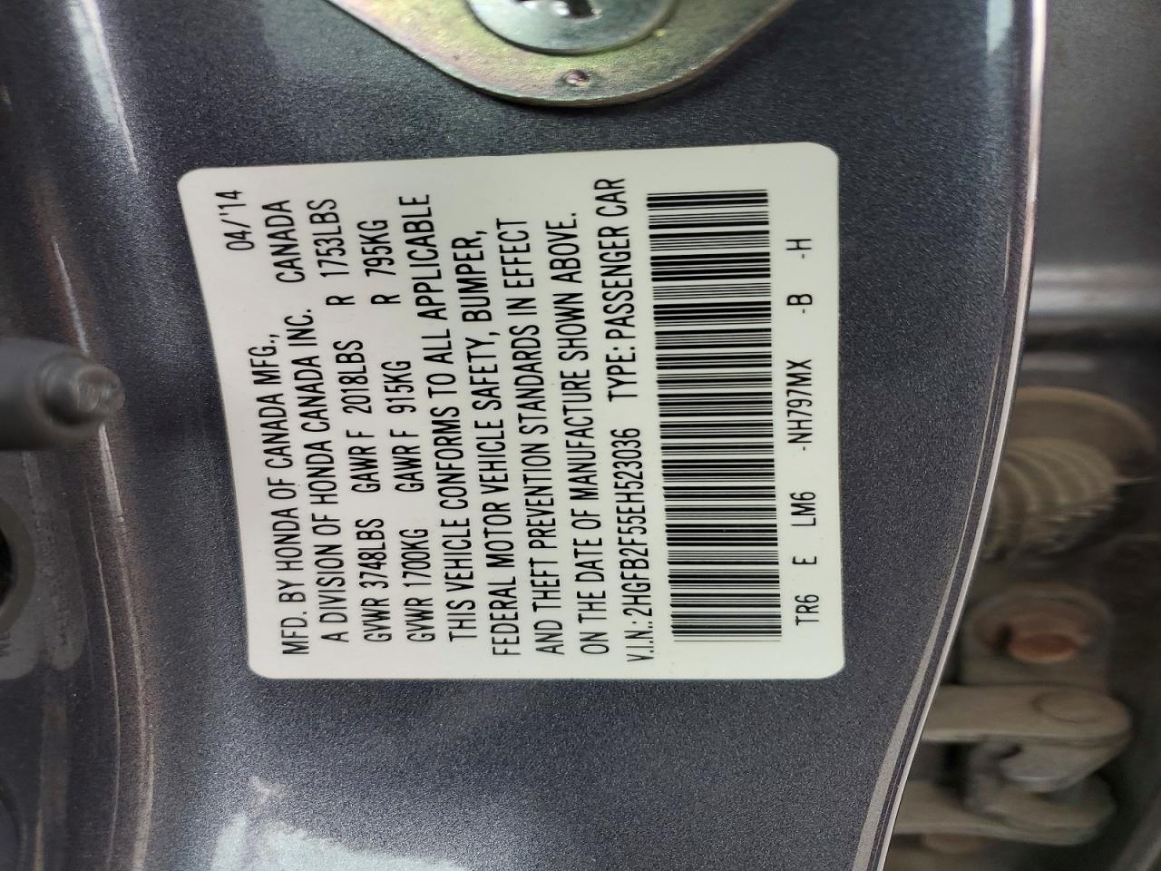 2014 HONDA CIVIC LX photo 23