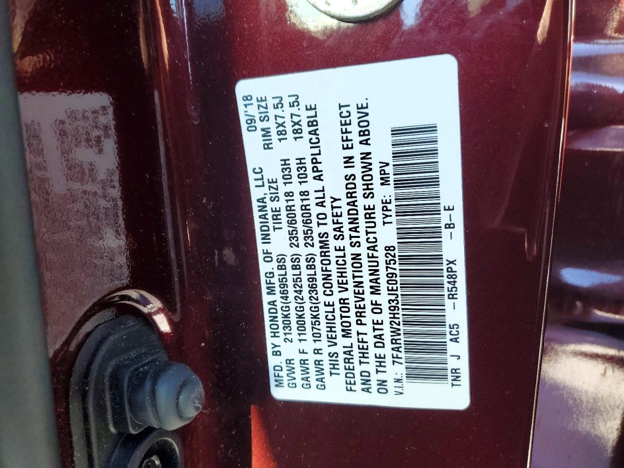 2018 HONDA CR-V TOURING photo 25
