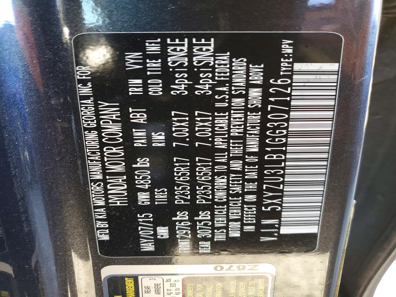 2016 HYUNDAI SANTA FE SPORT 2.4L photo 37