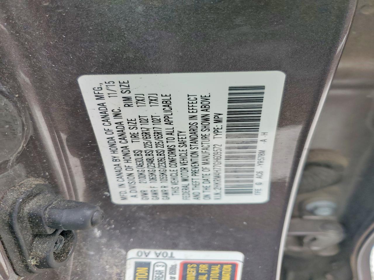 2016 HONDA CR-V EXL photo 13