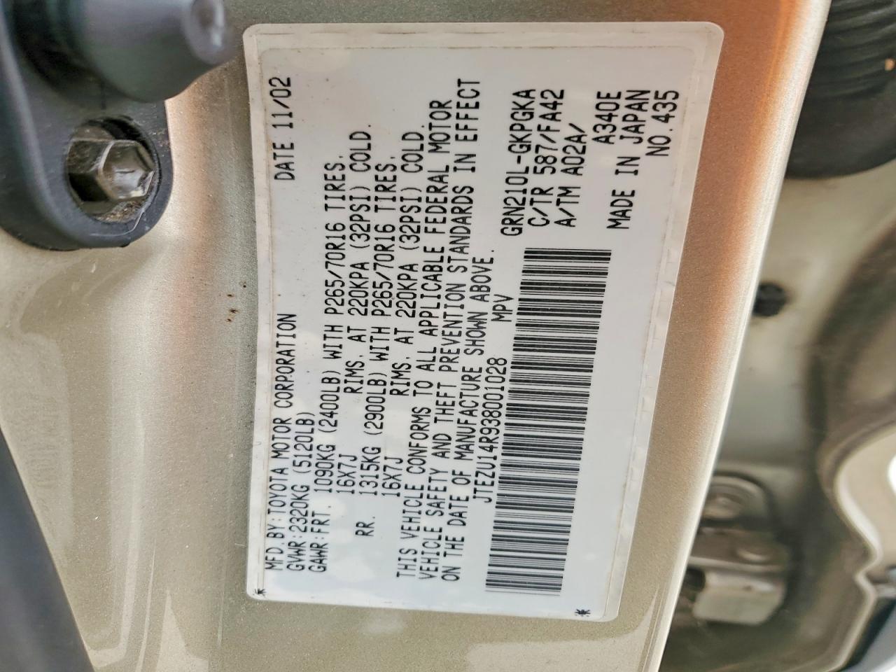 2003 TOYOTA 4RUNNER SR5 photo 14