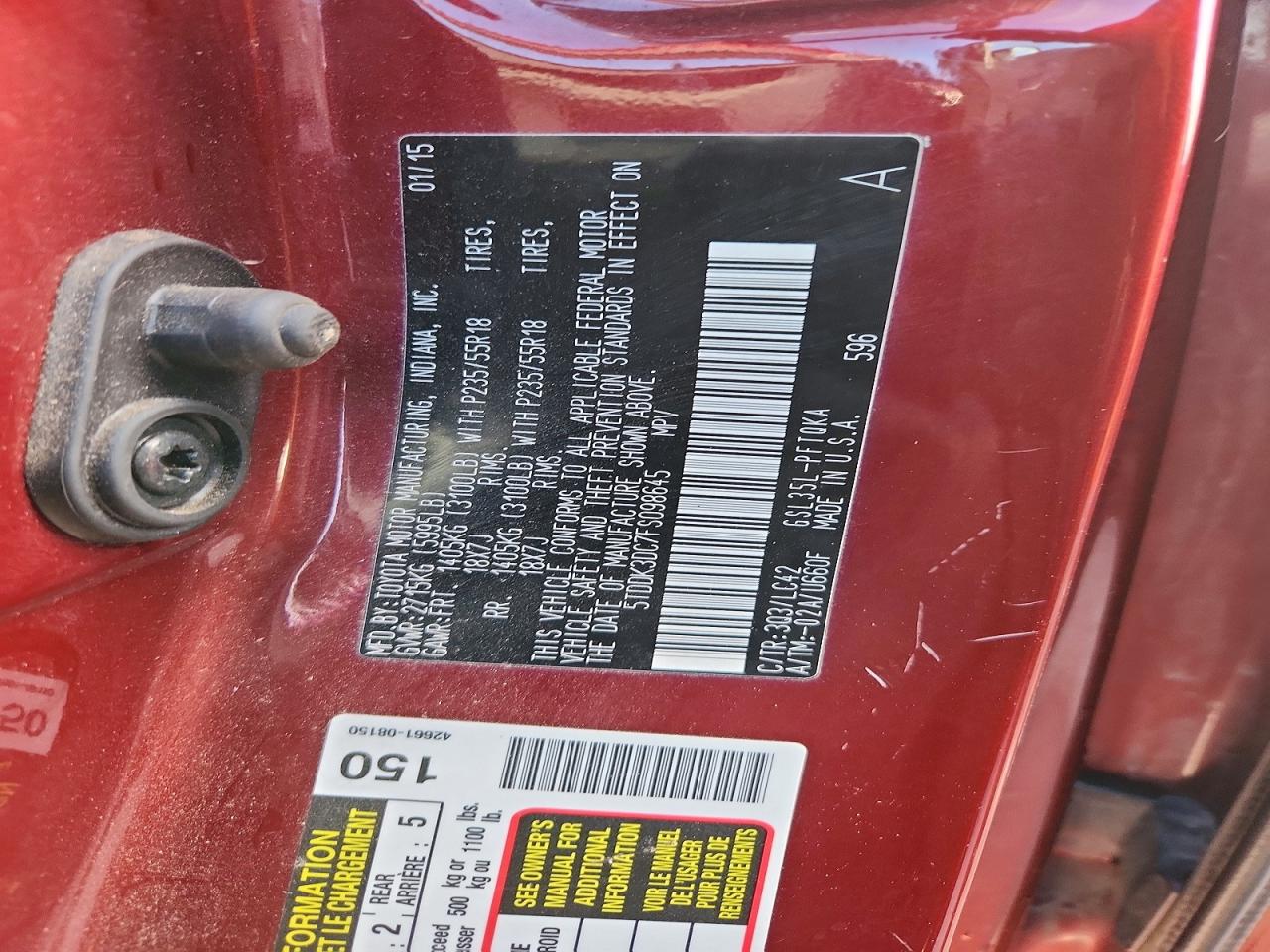2015 TOYOTA SIENNA XLE 7-PASSENGER photo 25