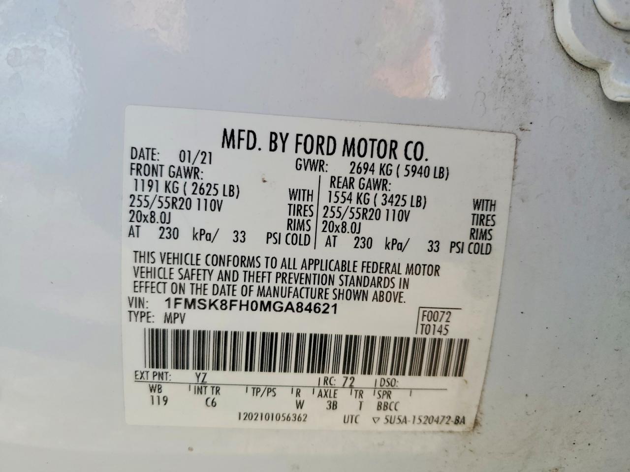 2021 FORD EXPLORER LIMITED photo 12