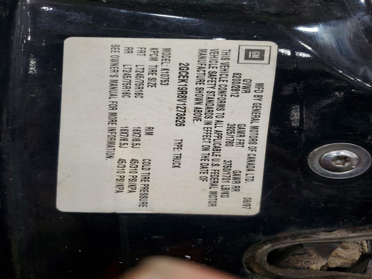 1997 CHEVROLET GMT-400 K1500 photo 12