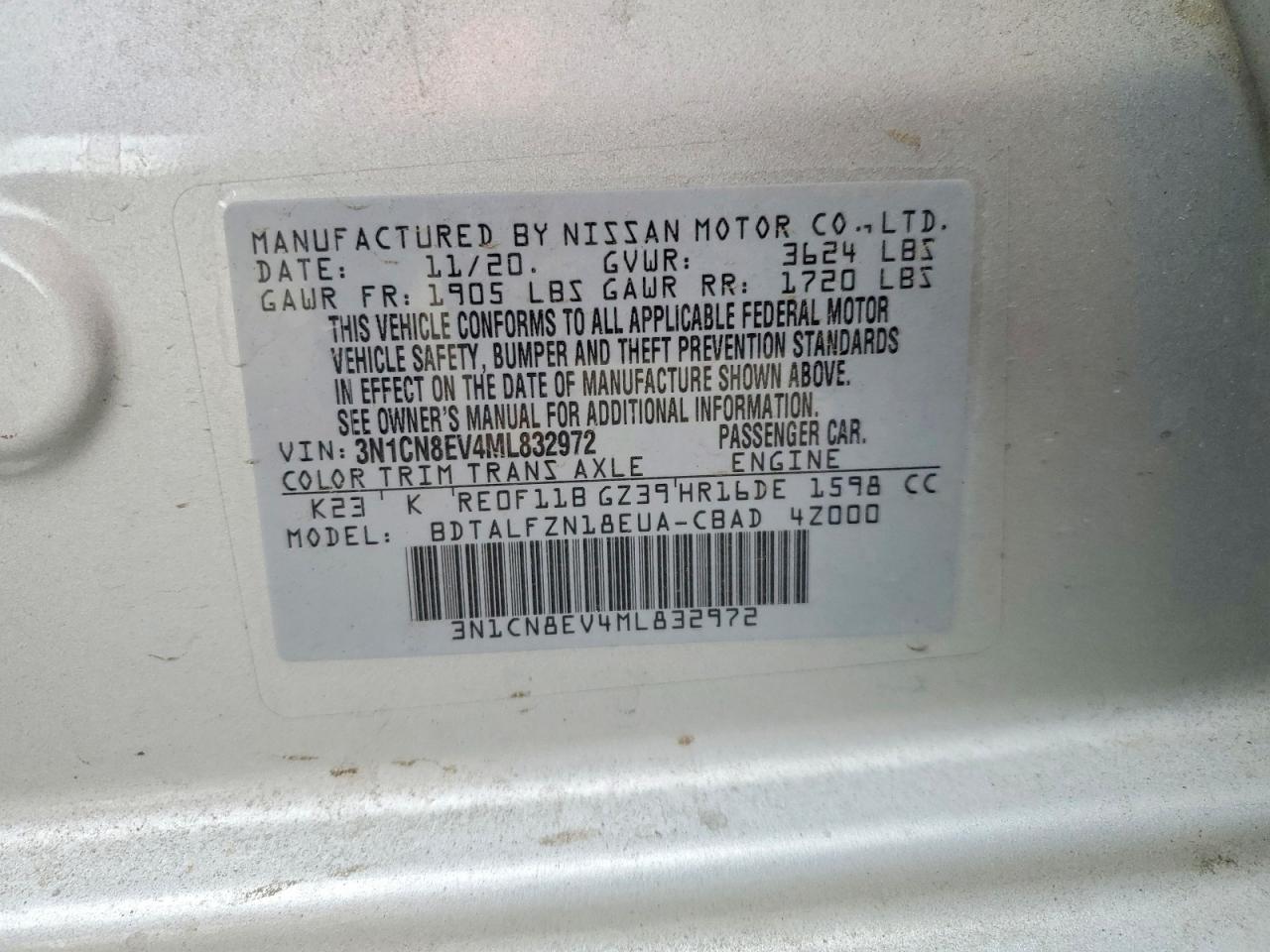 2021 NISSAN VERSA SV photo 23