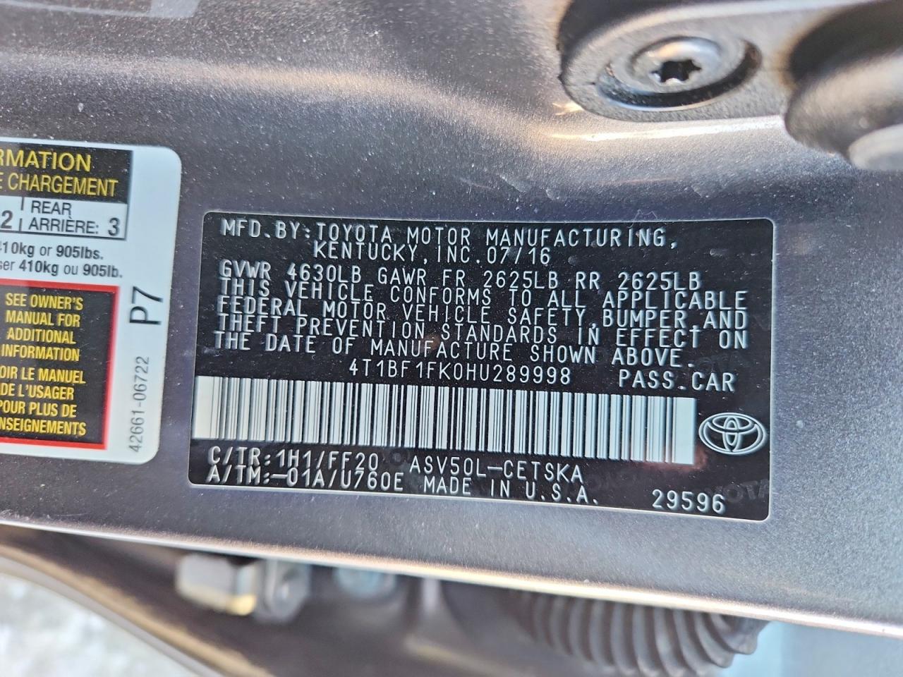 2017 TOYOTA CAMRY SE photo 34