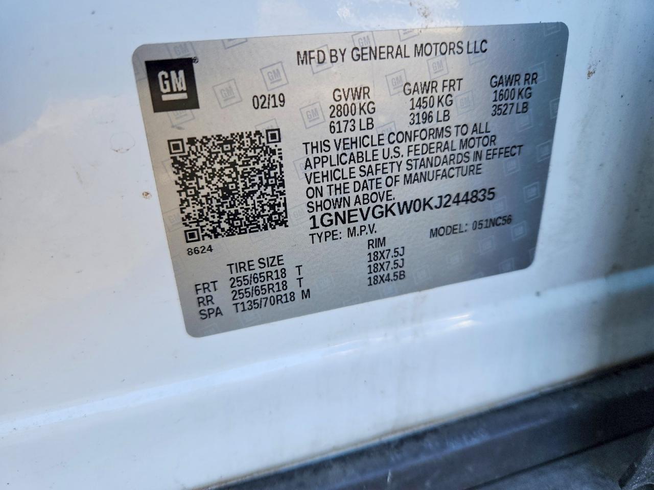 2019 CHEVROLET TRAVERSE LT photo 14
