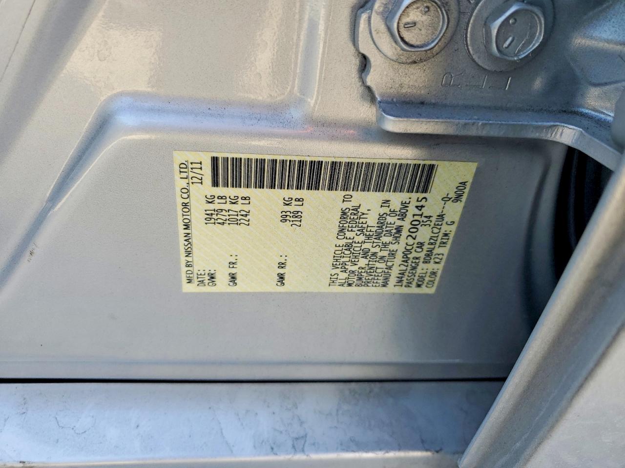 2012 NISSAN ALTIMA 2.5 photo 13