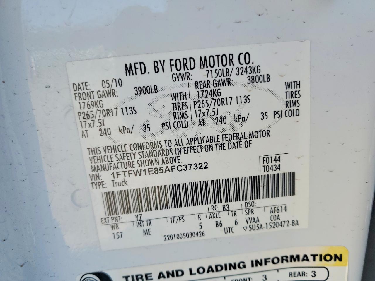 2010 FORD F150 SUPERCREW photo 34